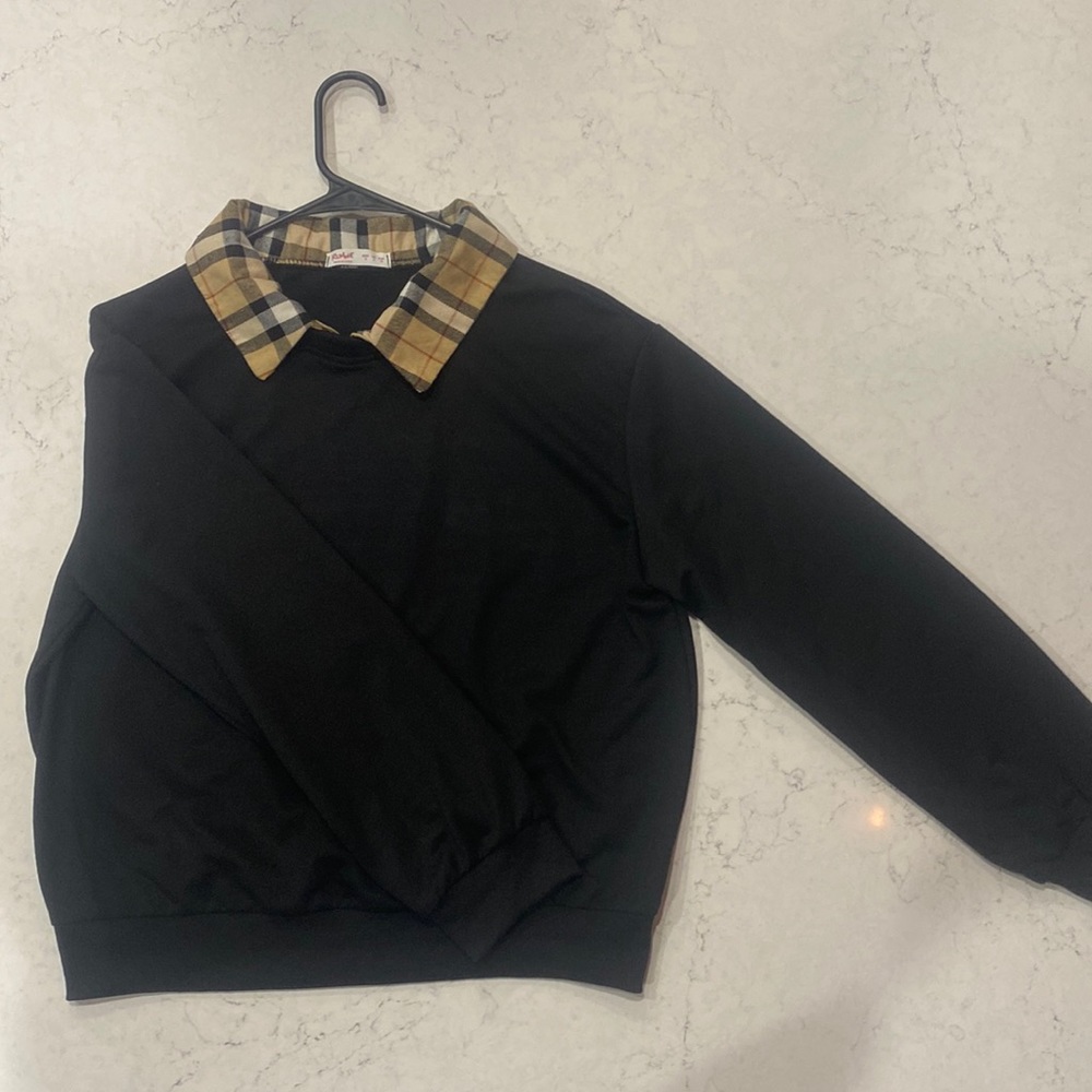 Black ROMWE Collared Hoodie